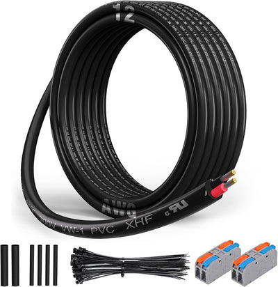 Cable eléctrico trenzado cobre estañado 15ft negro