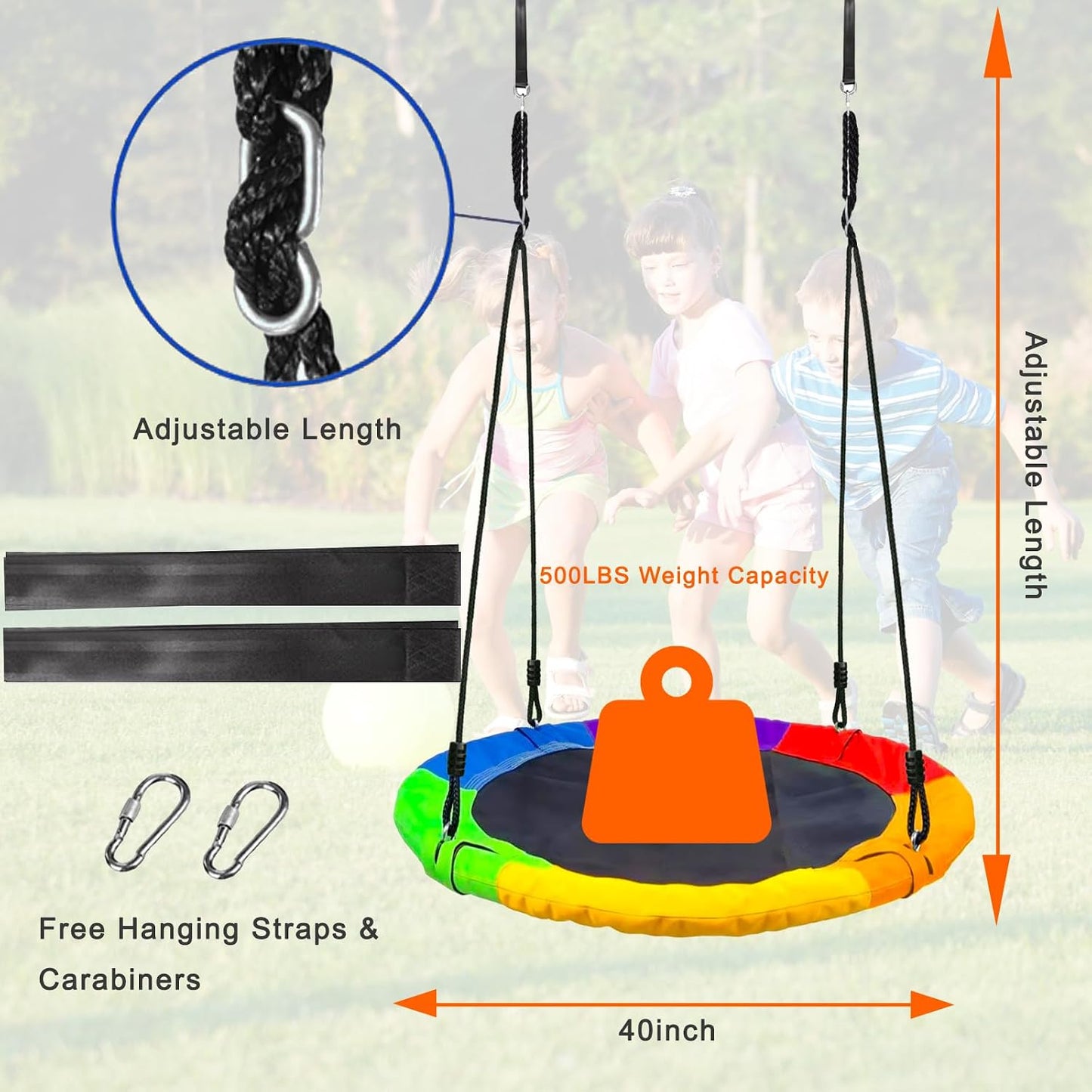 Columpio platillo 40" para niños 500lb impermeable patio