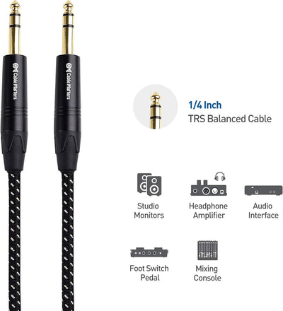 Cable TRS equilibrado trenzado 1/4pulg 25ft