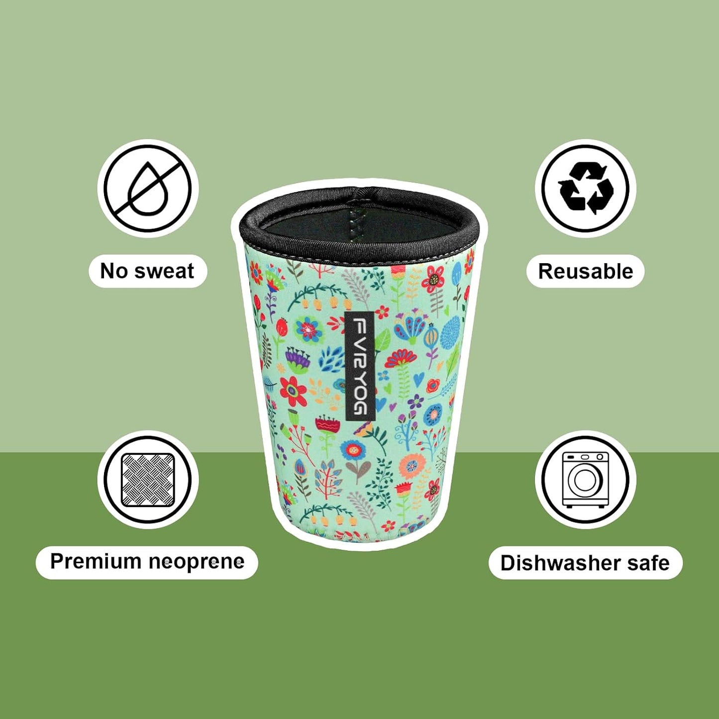 3 Pzas Fundas Neopreno Reutilizables para Café 16-32oz