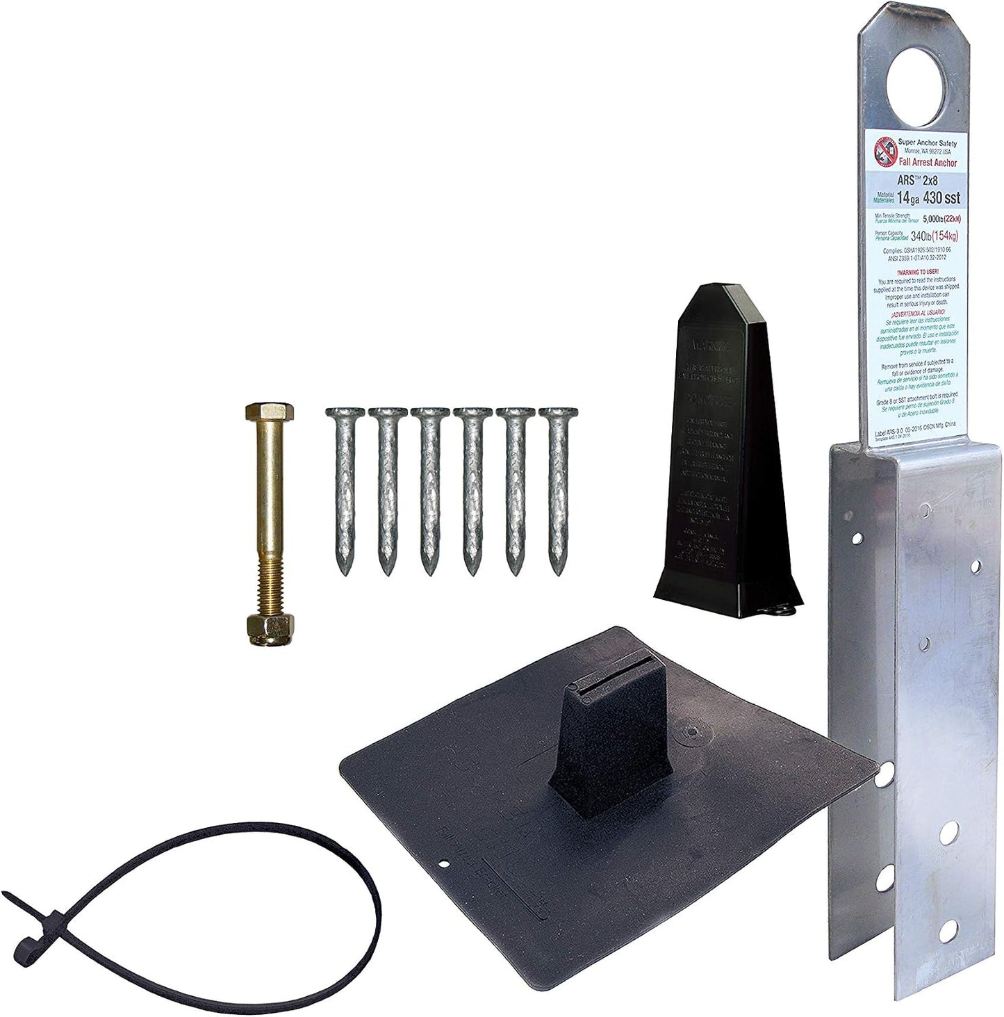 Anclaje techo permanente 2x8pulg color plateado