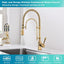 Grifo cocina cobre giratorio 360 grados extraíble dorado