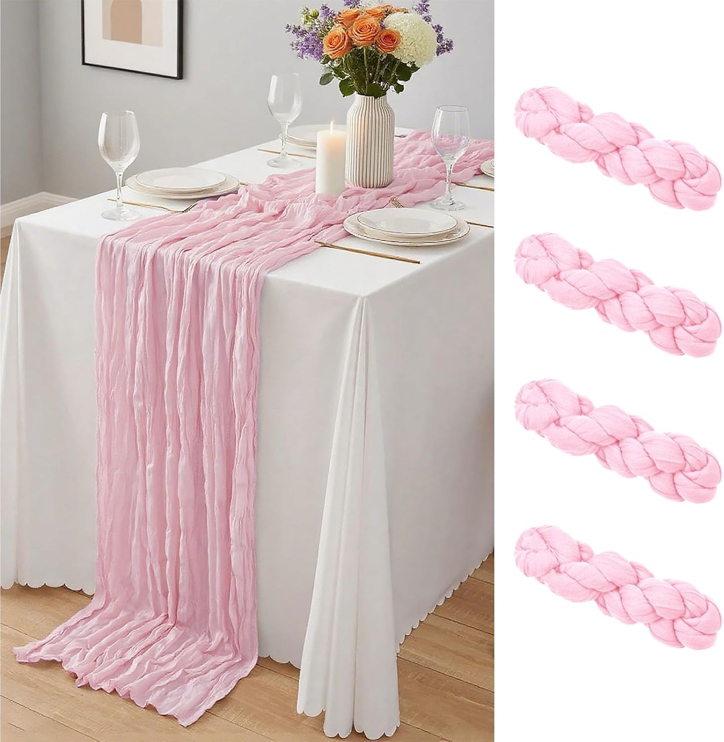 Mesa Estopilla Rosa Claro 10ft Tela Queso