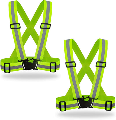 2 Chalecos Seguridad Hi Vis Ajustables Neón Reflectantes