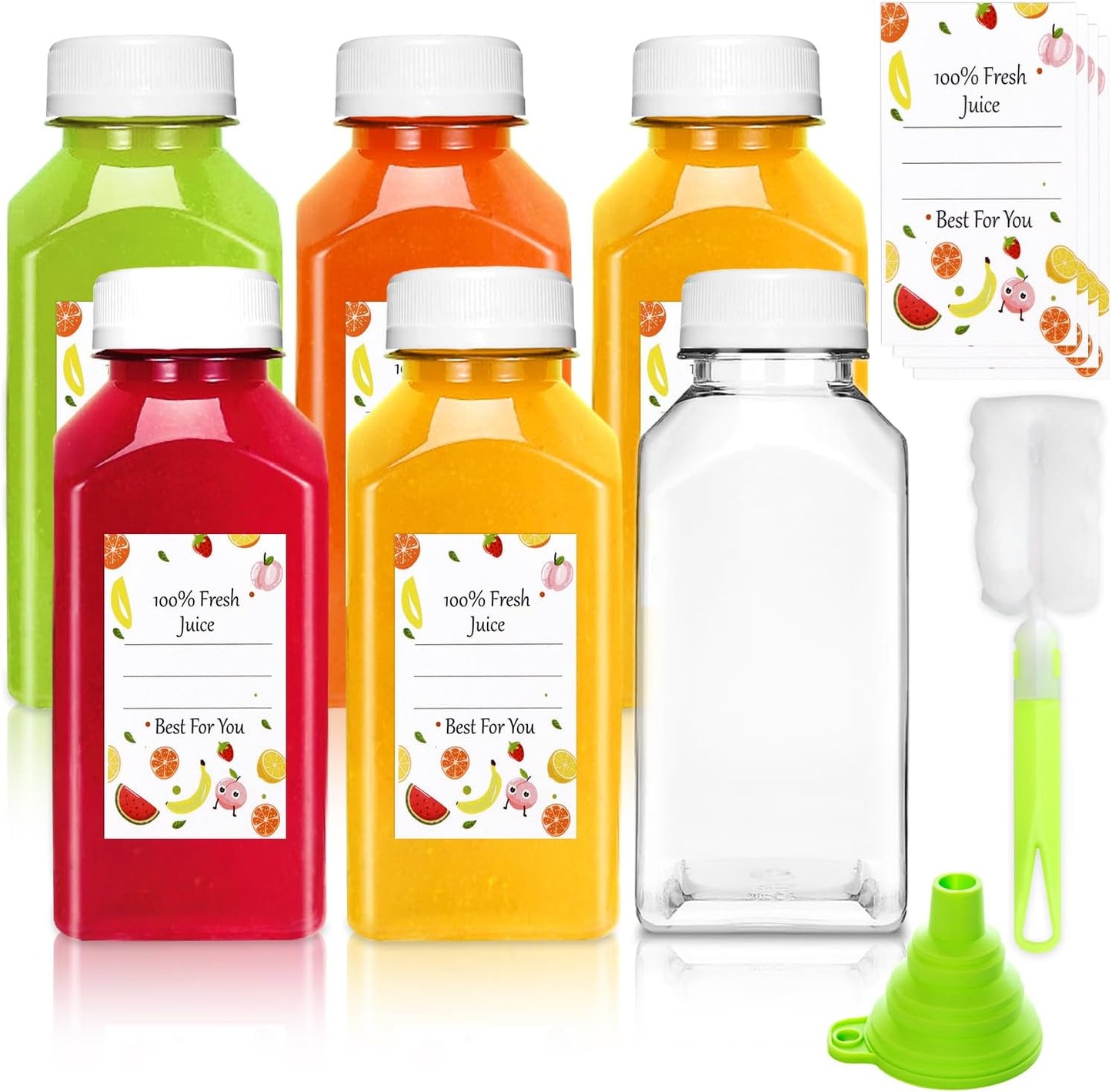 Botellas plástico 8oz tapa segura reutiliz. 6 Pzas blanco