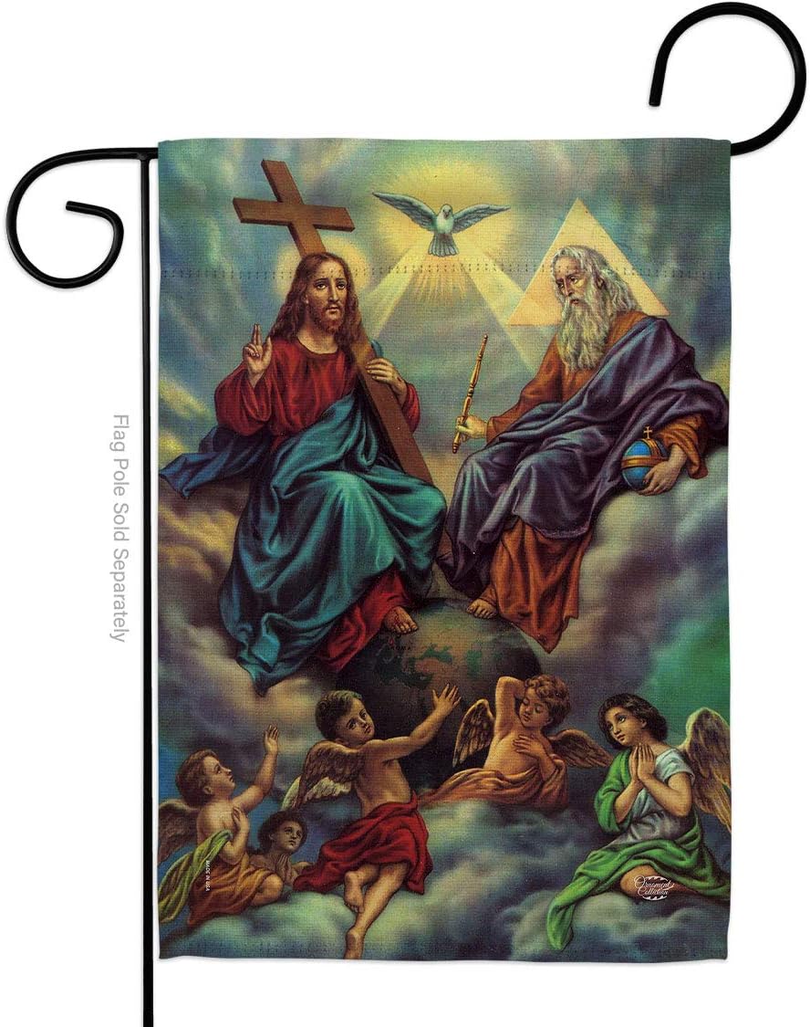 Bandera jardín Santísima Trinidad fe religiosa doble cara