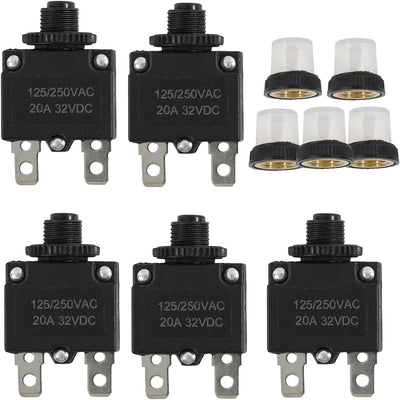 Disyuntor botón pulsador 20A 32VDC con terminales rápido