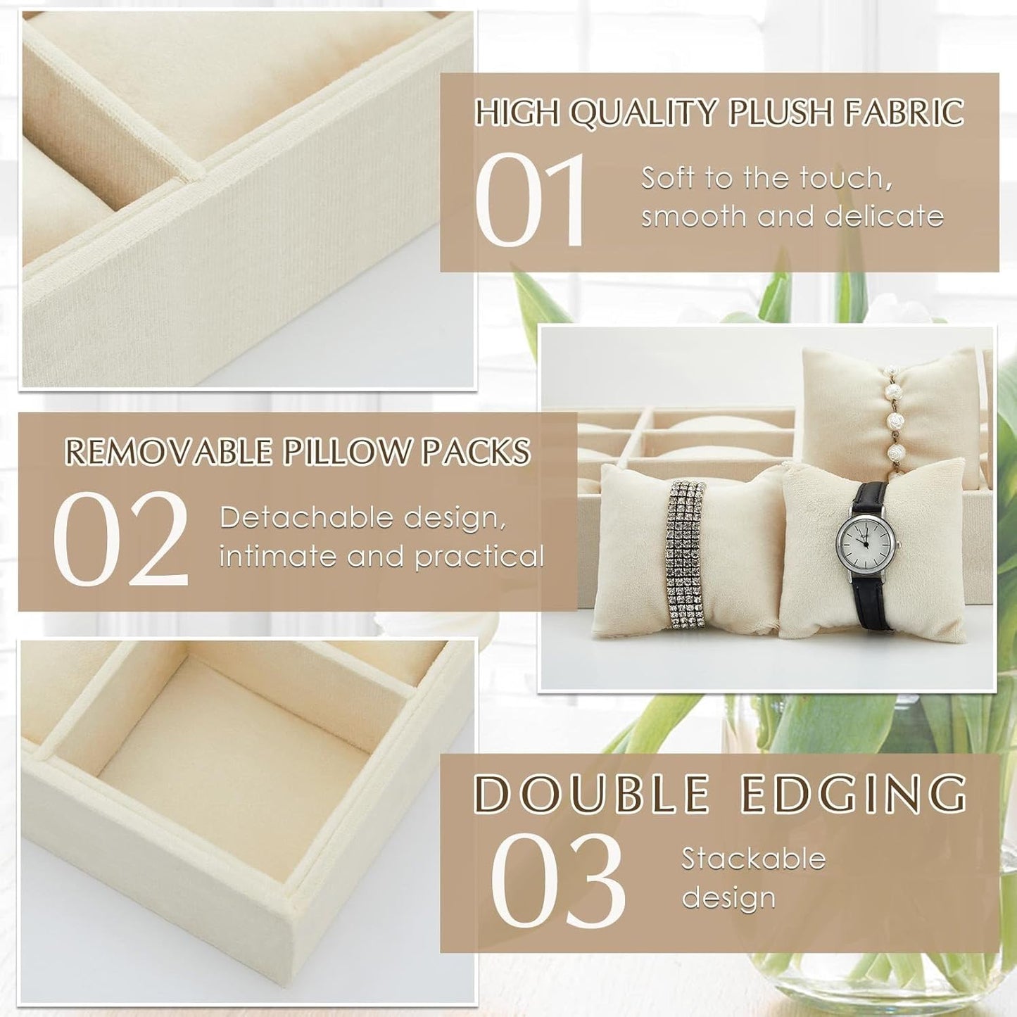 Organiz. joyas terciopelo 2 bandejas madera