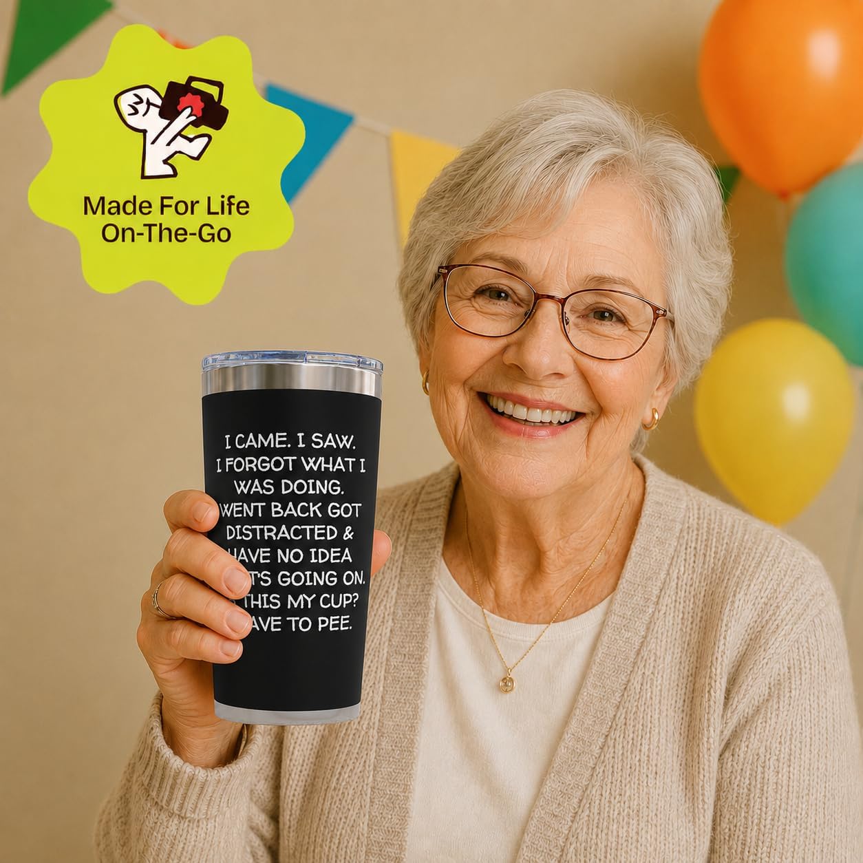 Vaso regalo broma negra 20oz para adultos mayores