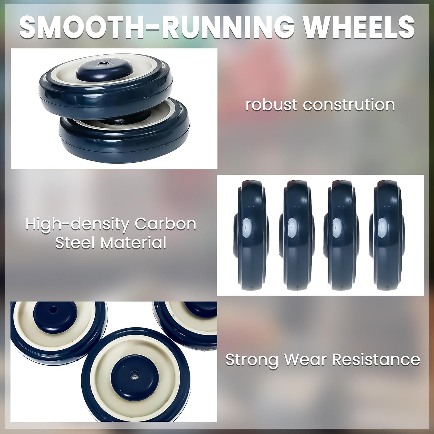 4 Ruedas Repuesto Carrito 5" Silenciosas Doble Rodamiento