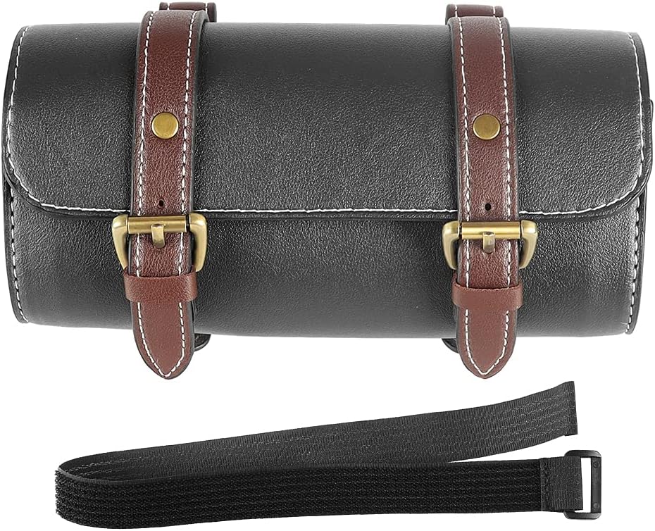 Bolsa lateral motocicleta cuero negro impermeable universal