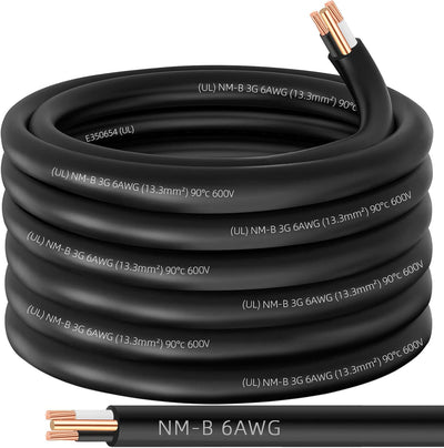 Cable NM-B 6/2 con tierra 35pies para electricidad residencial
