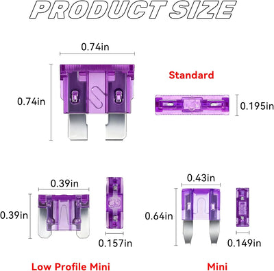 Kit 306 fusibles automóvil 2A-35A mini y perfil bajo