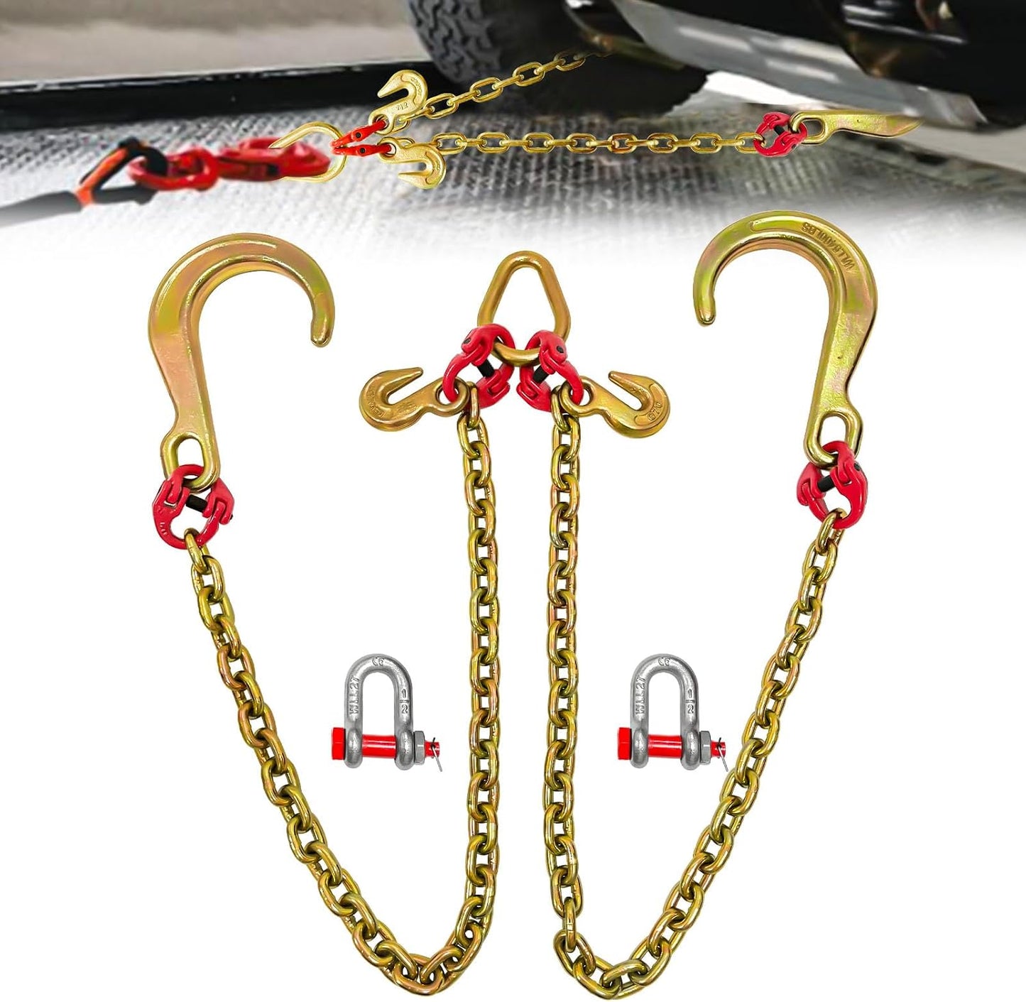 Cadena remolque brida V grado 80 5/16 3 pies 5400 lb