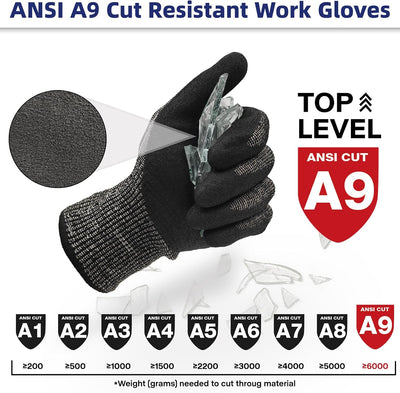 1 Par Guantes Trabajo ANSI A6 Resistentes Cortes