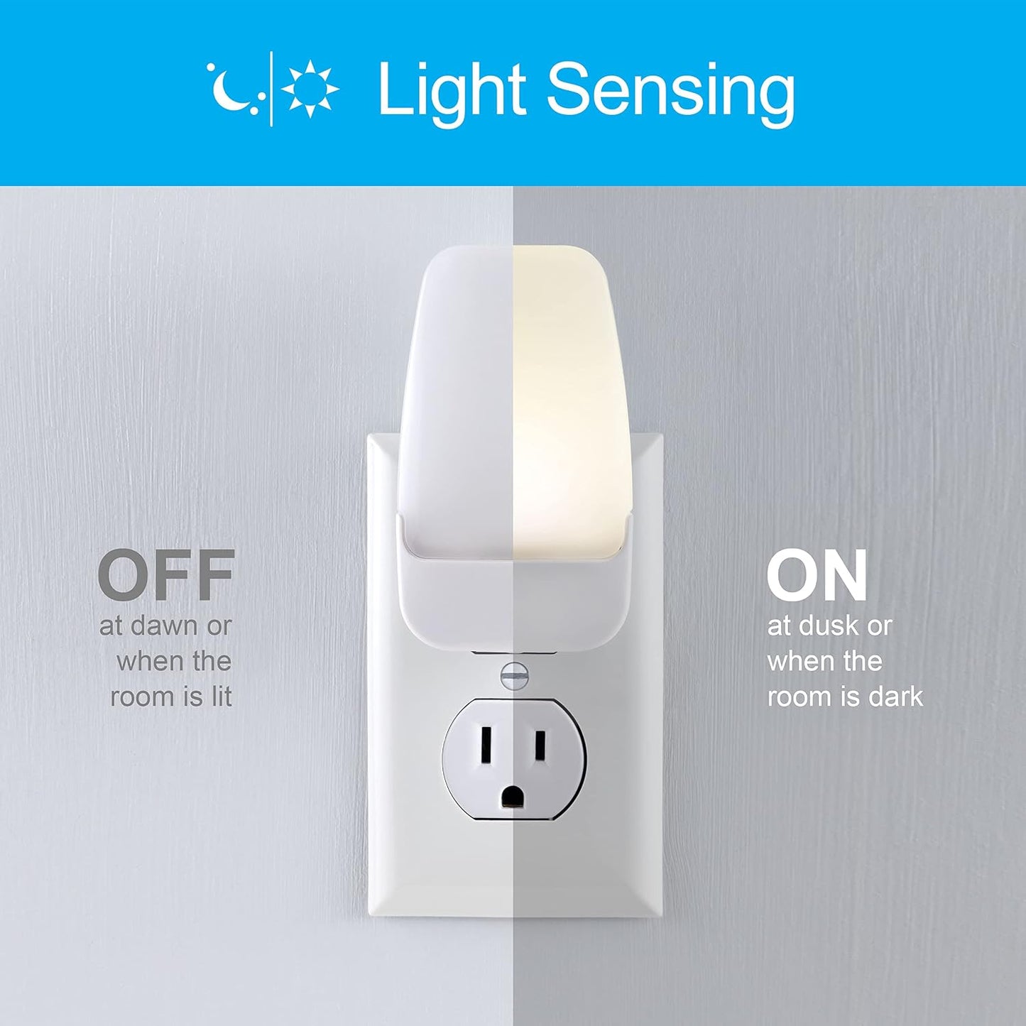 Luz nocturna LED enchufable sensor amanecer 4 pzas blanco cálido