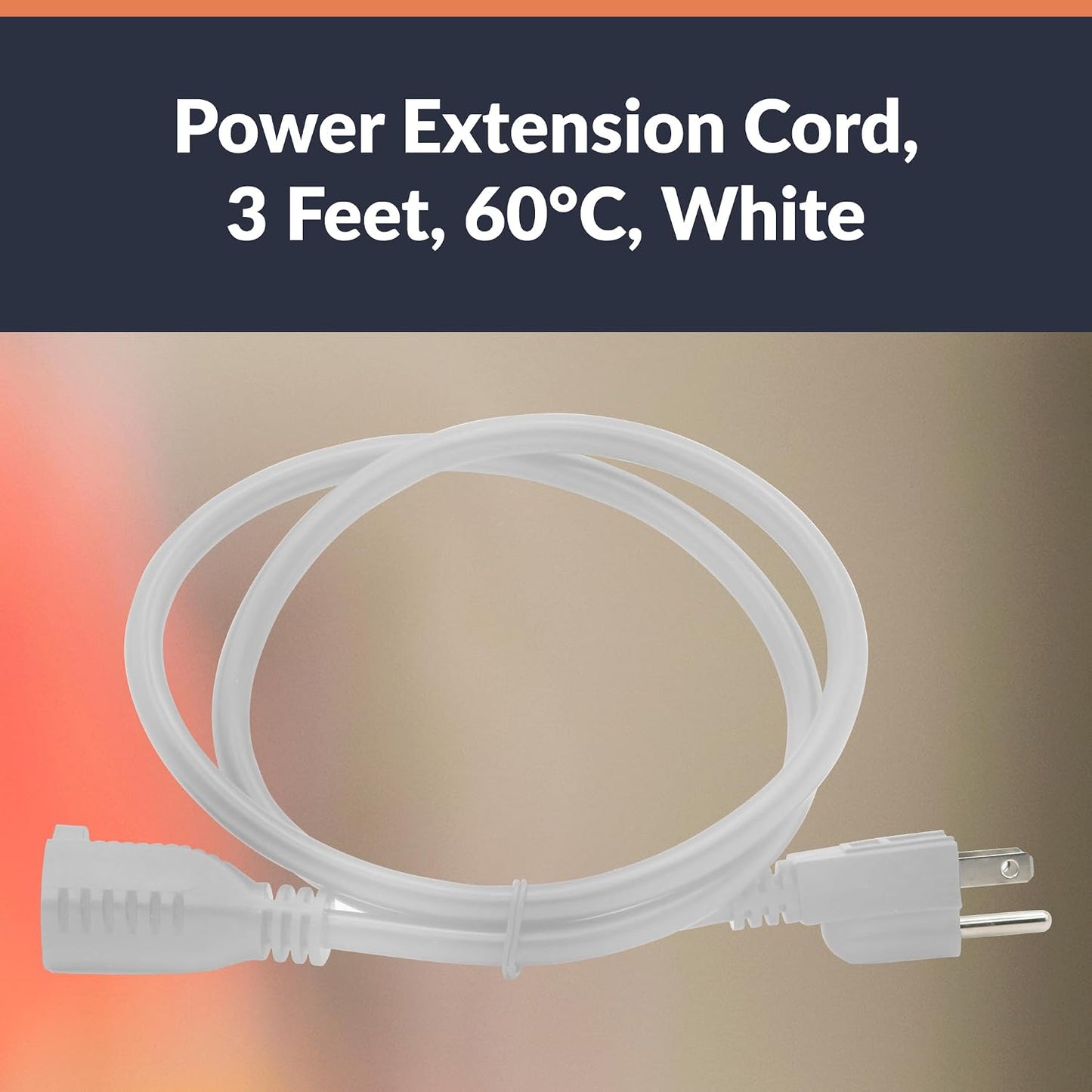 Cable extensión 3ft blanco comp 2 y 3 clavijas resistente