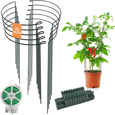 Estacas soporte plantas 32pulg pack 10 metal anillo clip