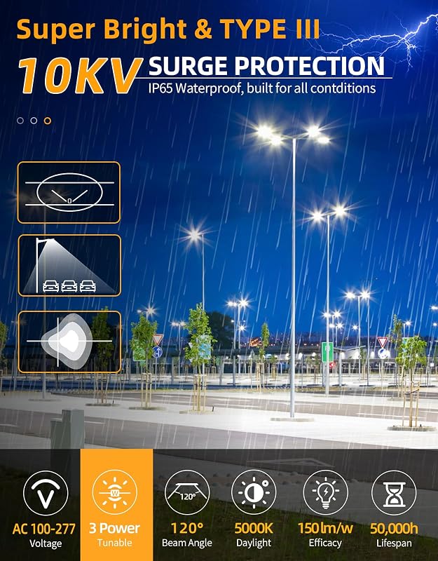 Luz LED estacionamiento 240W con fotocélula 33600lm