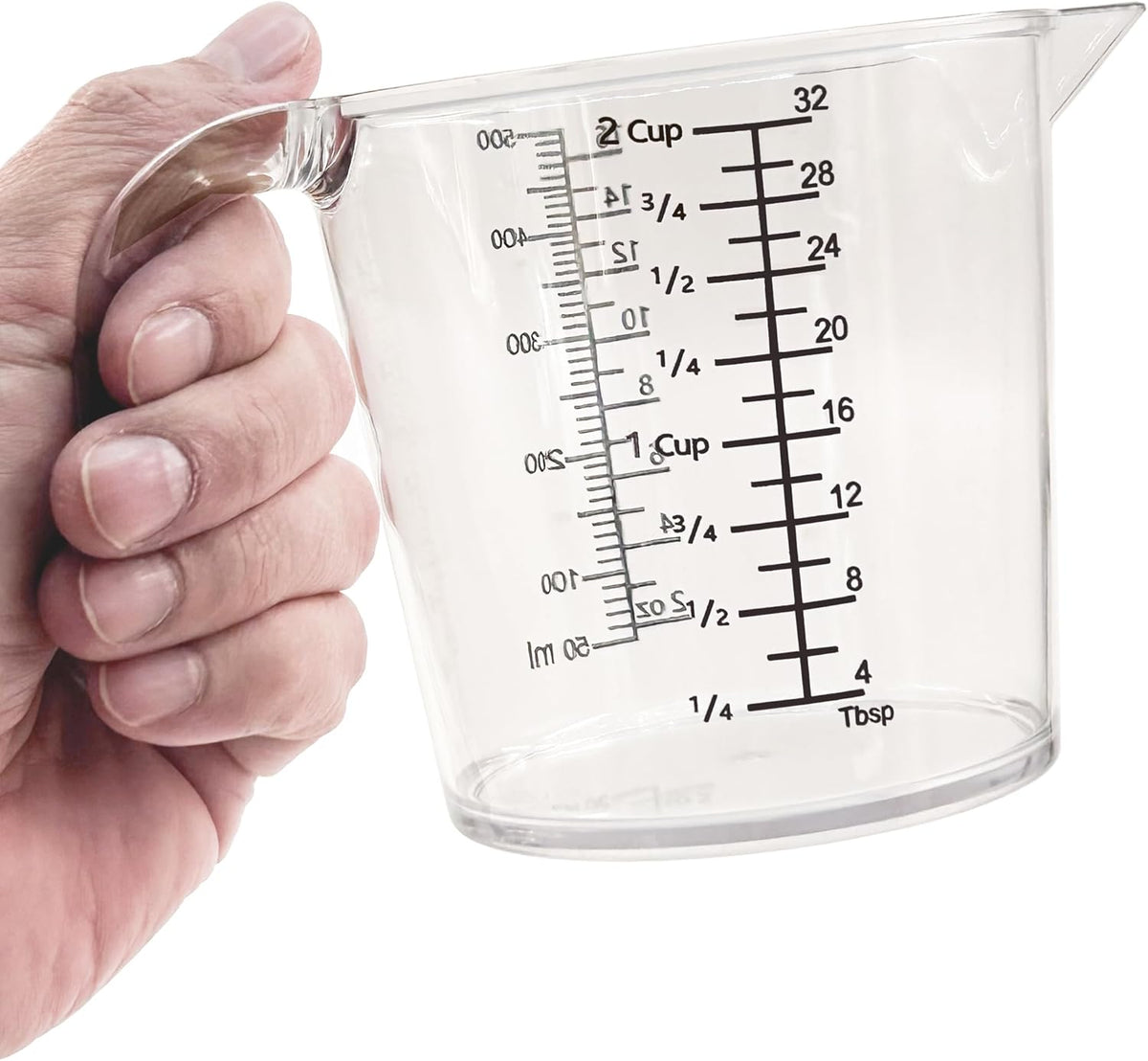 Taza medidora de plástico con asa 2 tazas para cocinar