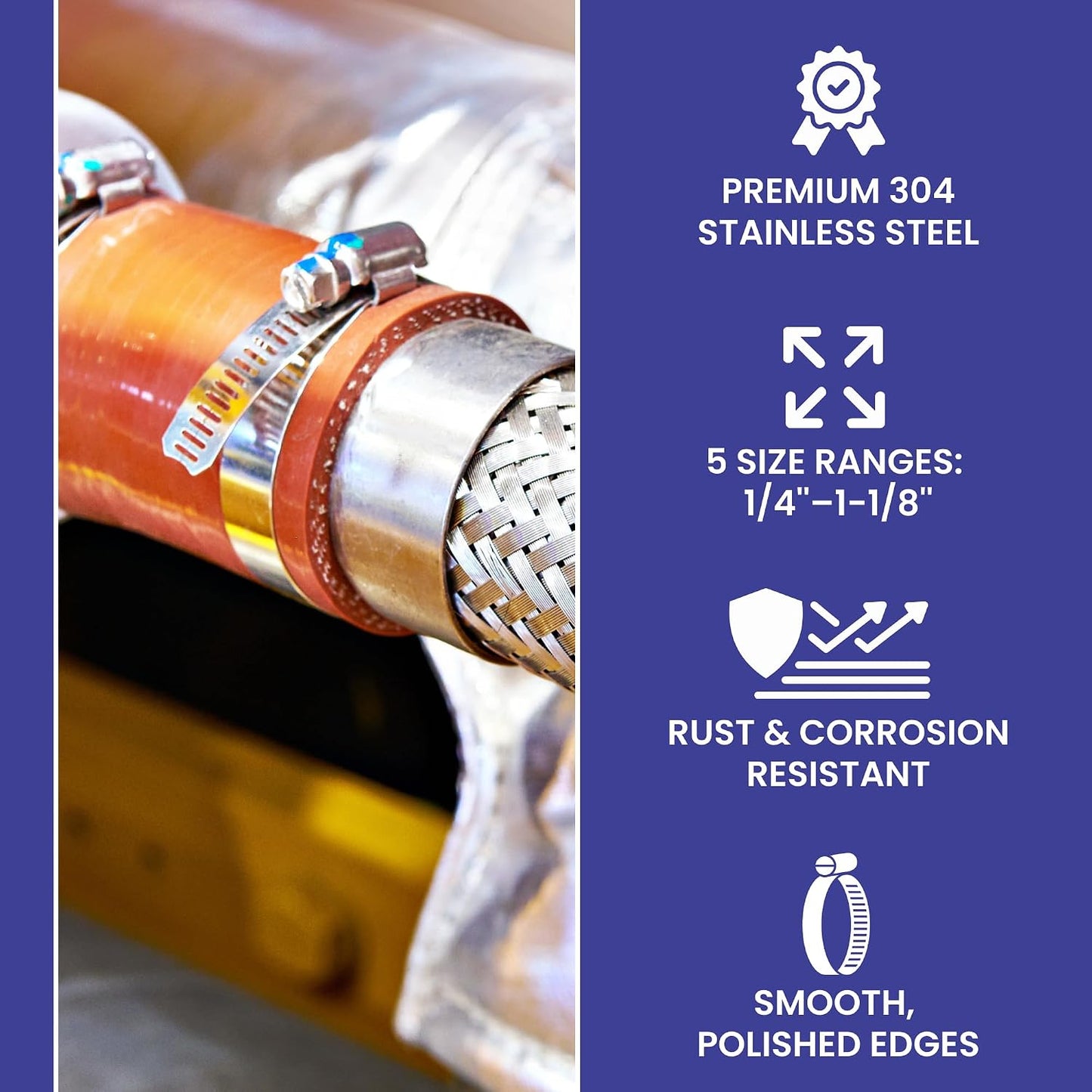 Set 40 abrazaderas manguera acero inox 304 1/4-1-1/8pulg