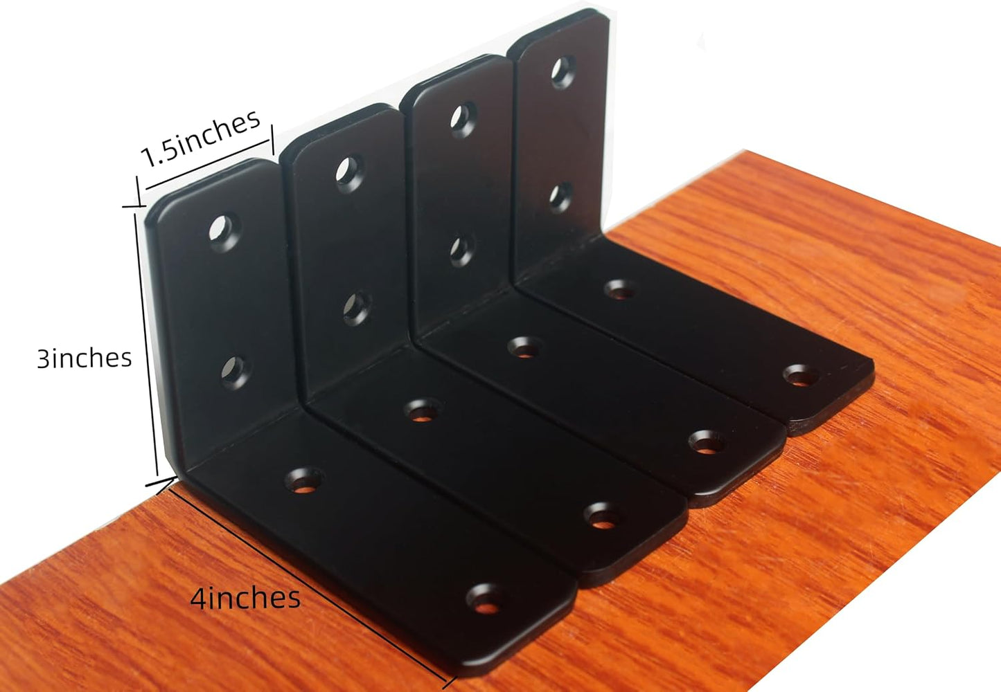 12 Soportes Hierro en L Negro 4x3x1.5pulg para Estante Flotante