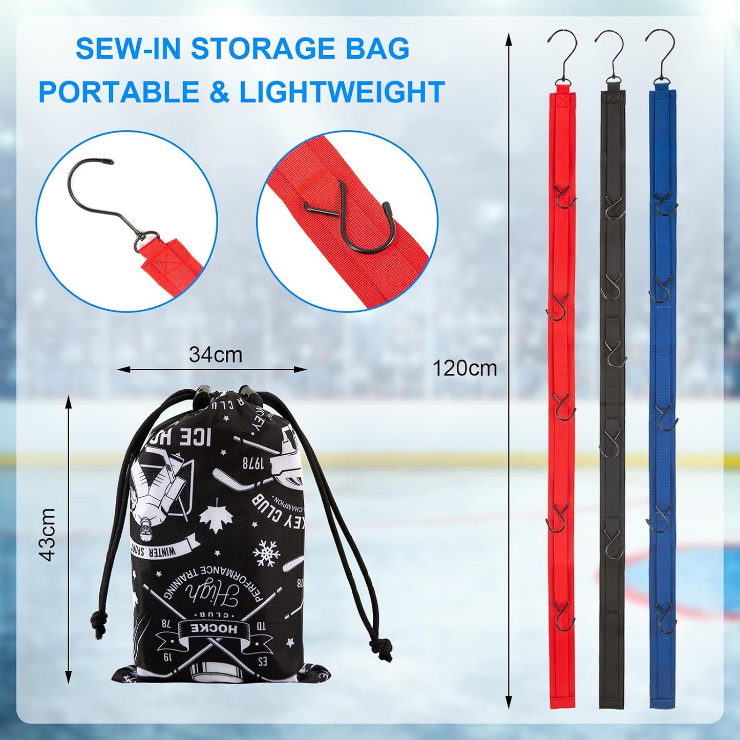 Pack 3 estantes secado hockey con bolsa almacenamiento