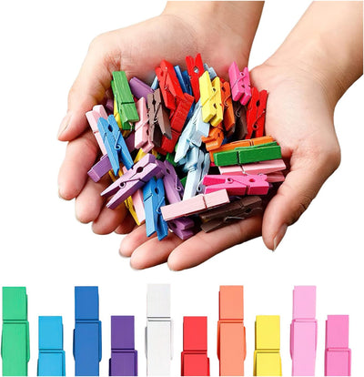 Pinzas ropa 100 pzas madera abedul color fuerte con bolsa