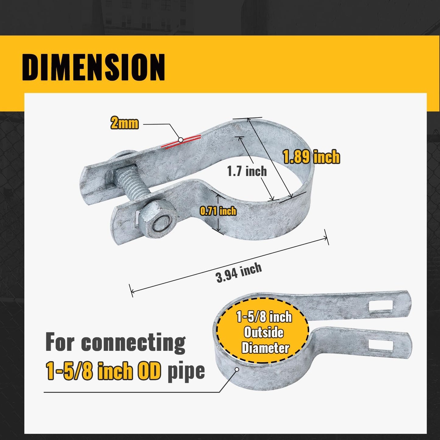 Bandas tensión cadena 1-5/8 pulg galvanizadas para tubo 1-5/8