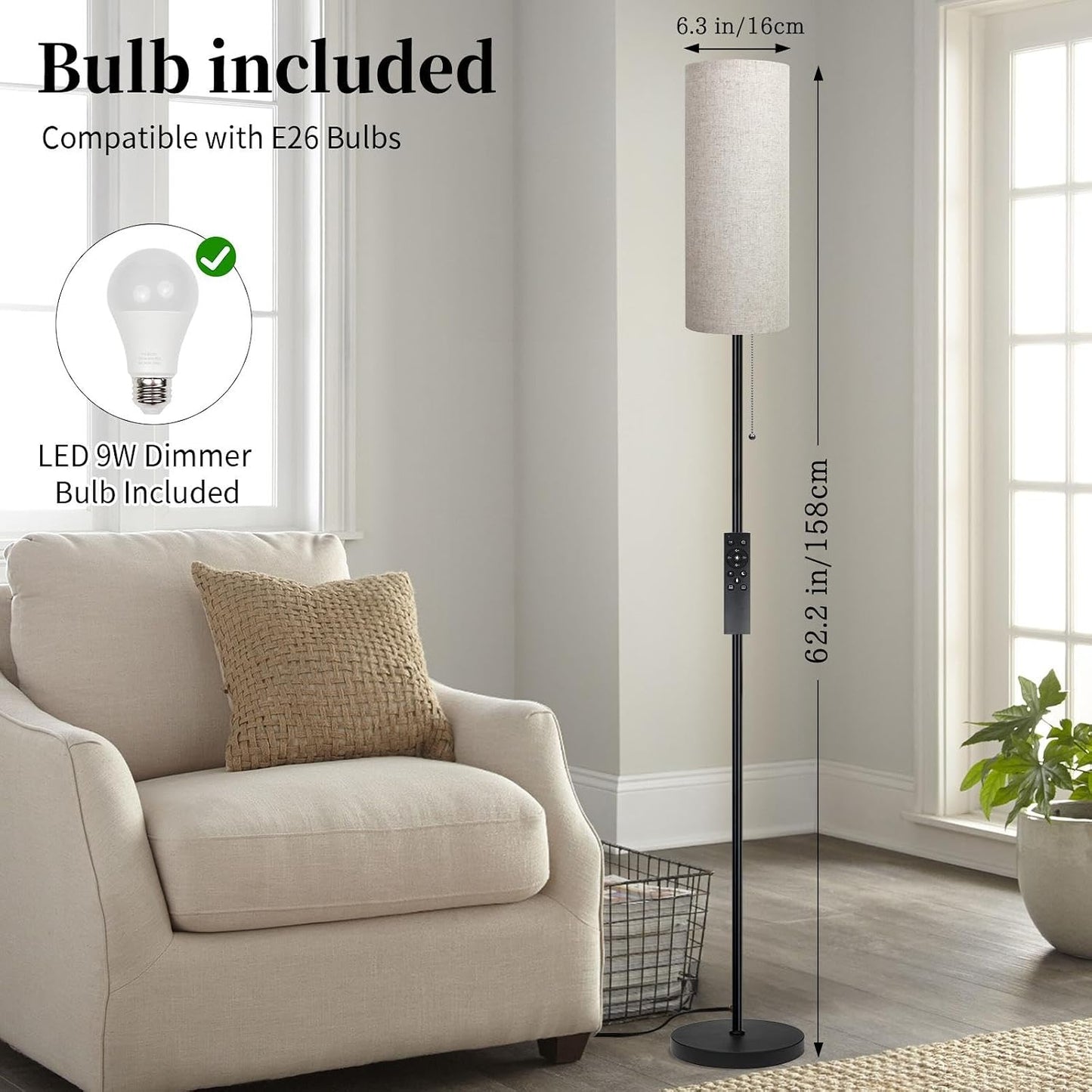 Lámpara sala estar moderna con interruptor LED