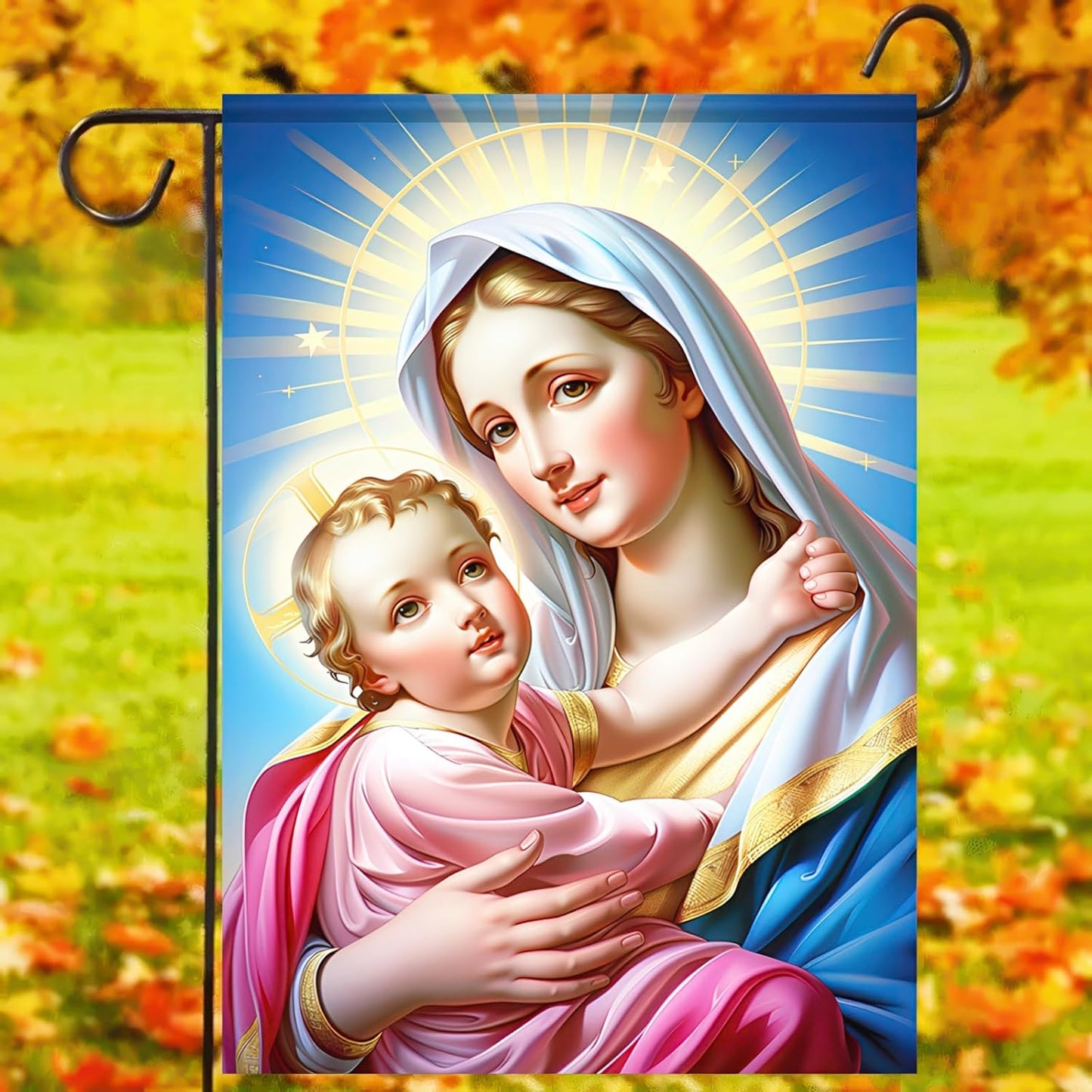 Bandera jardín Navidad Santa Madre 30x45cm doble cara