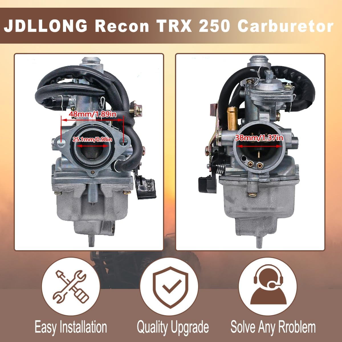 Carburador Honda TRX250 con filtro aire y llave