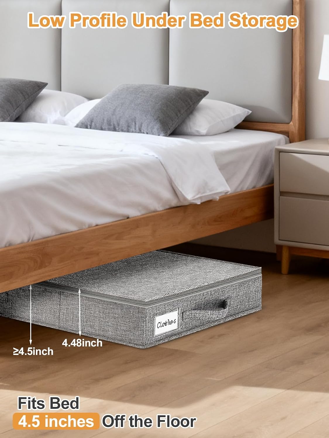 Contenedores almacenamiento bajo cama 4.5" set 2 con soporte