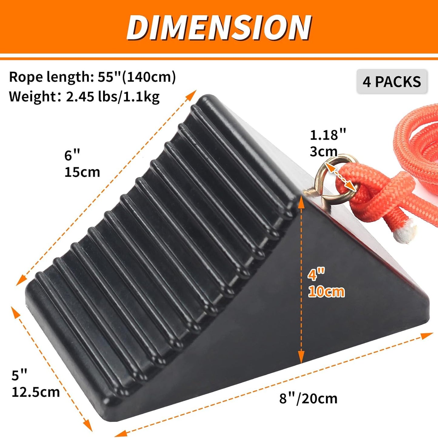 Cuñas rueda goma resistente perno ojo antiderrap 8x5