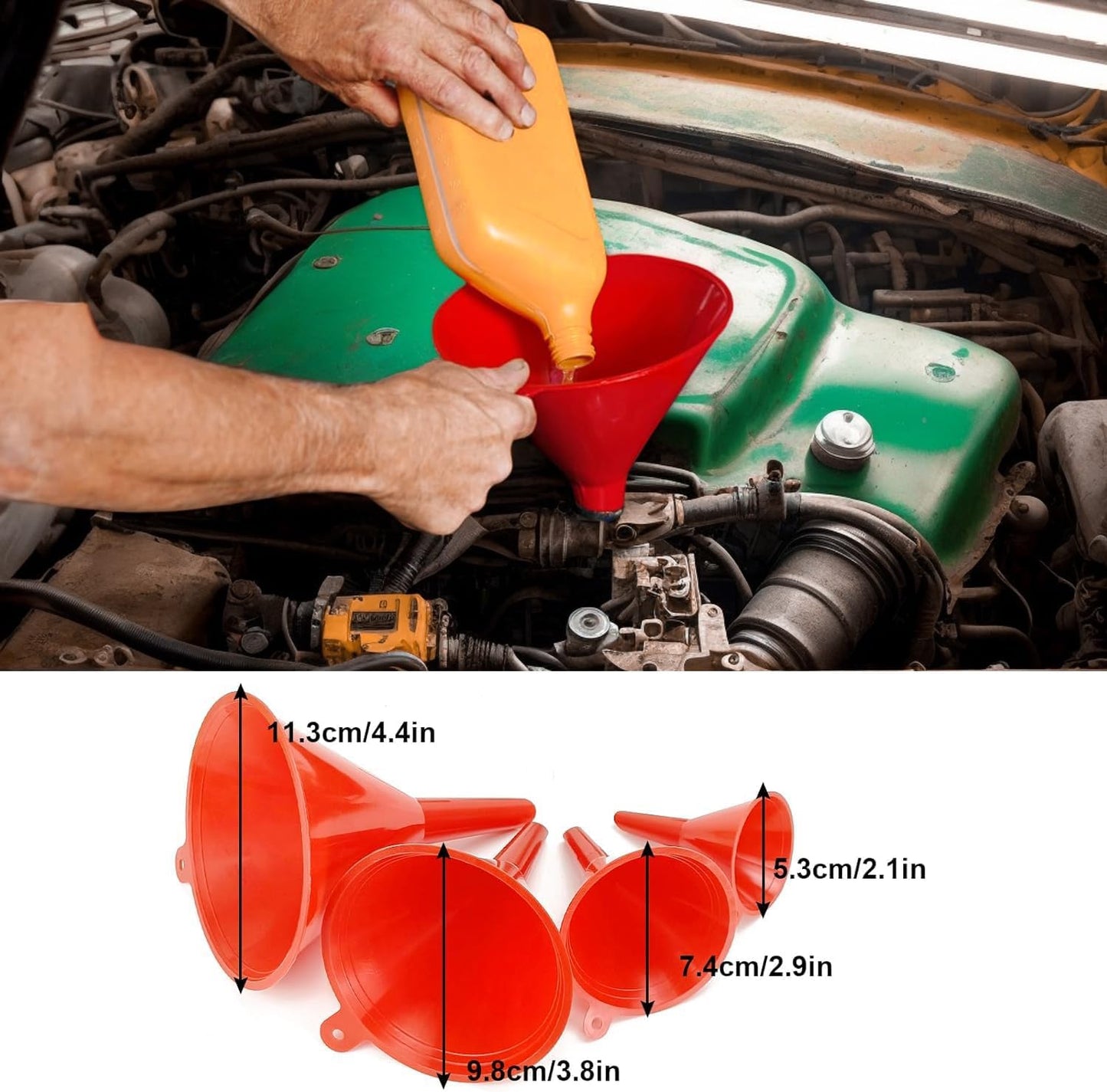 10 Embudos Automotriz con Manguera Cuello Largo