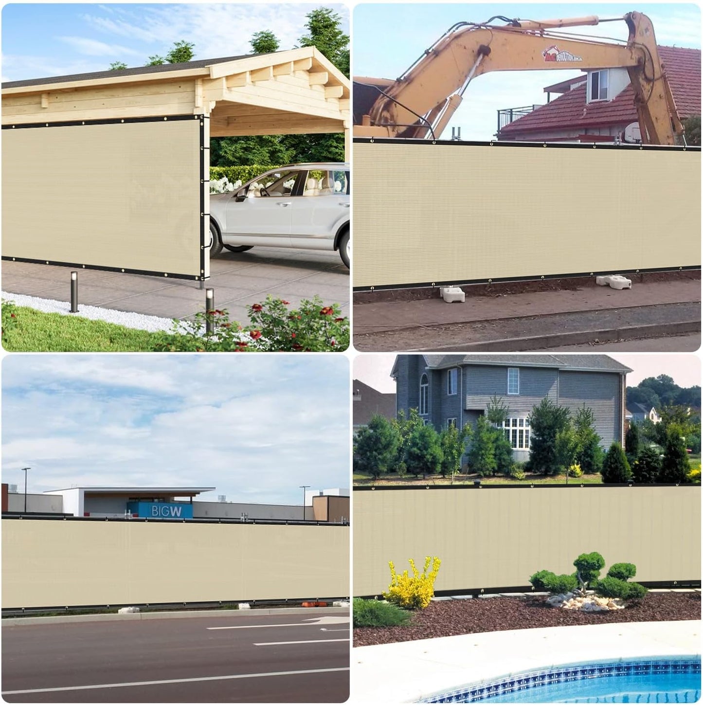 Pantalla privacidad 8x12ft con ojales cubierta valla patio