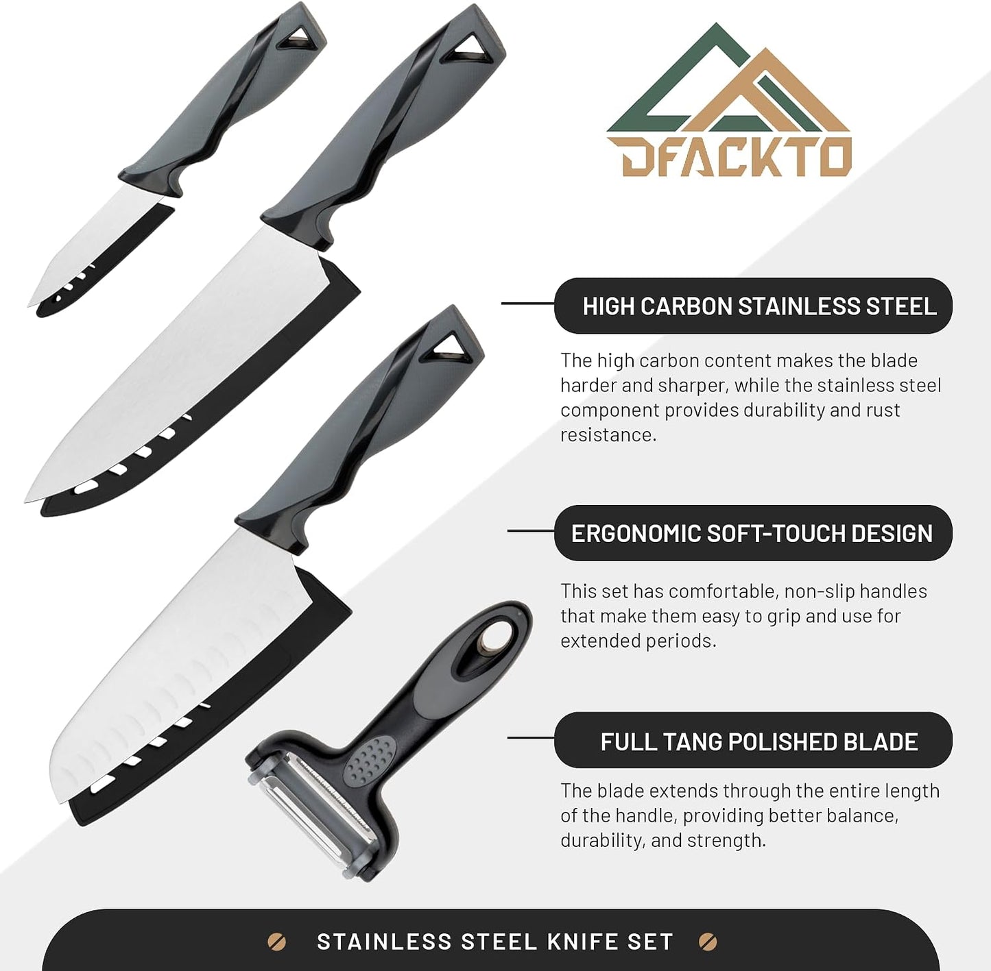 Set 7 Cuchillos Acero Inox con Pelador Verduras