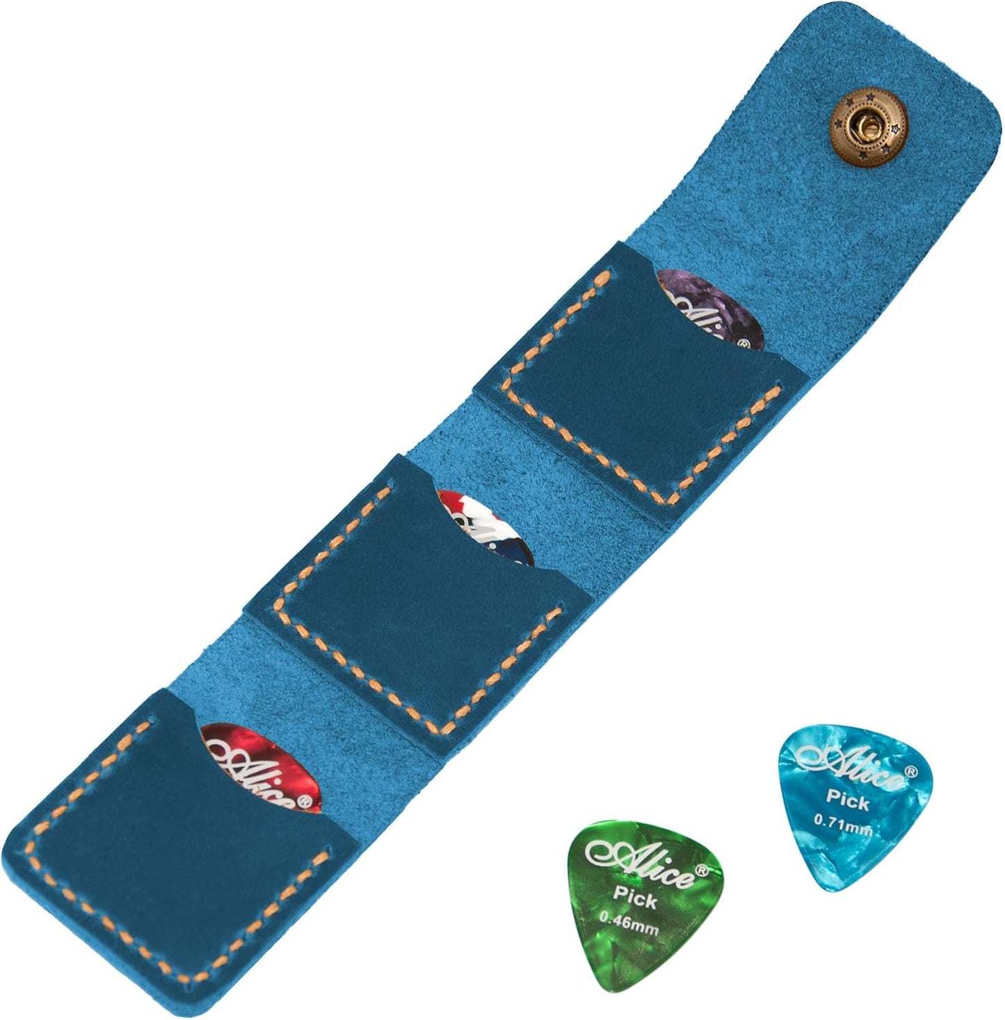 Soporte cuero para púas guitarra regalo guitarrista azul