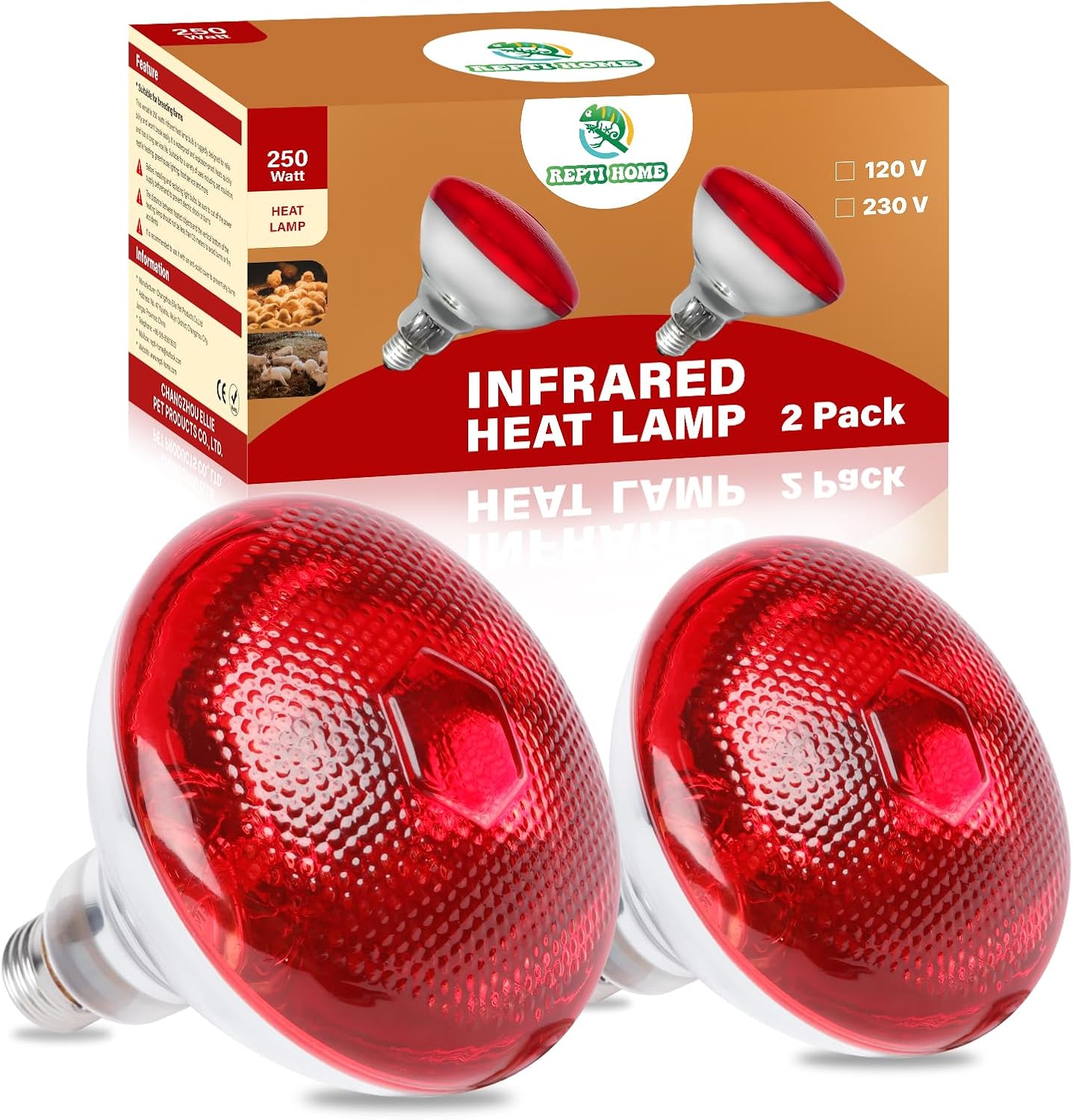 Lámpara calor infrarroja 250W para pollos y mascotas Par38 E26