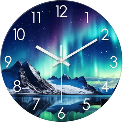 Reloj pared cristal verde azulado 12pulg silencioso sin tictac