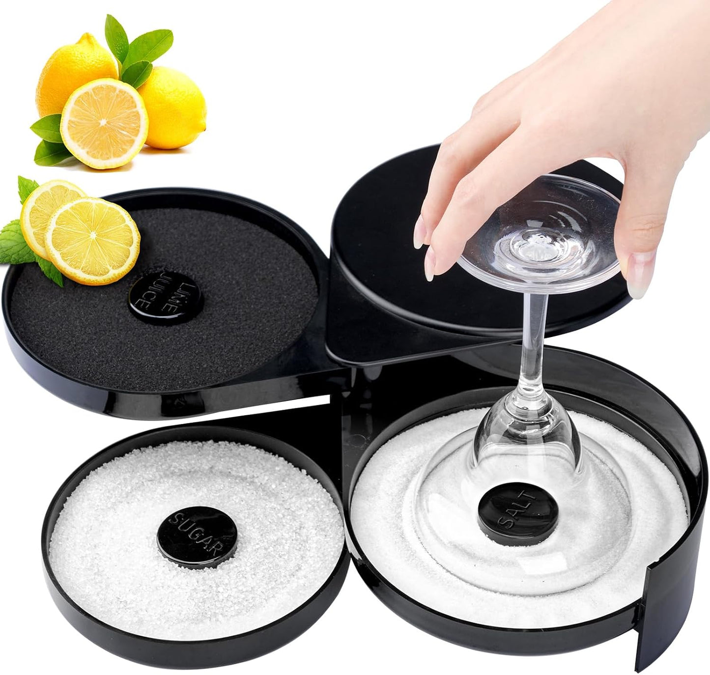 Set rimmer sal 3 niveles vidrio negro con esponja