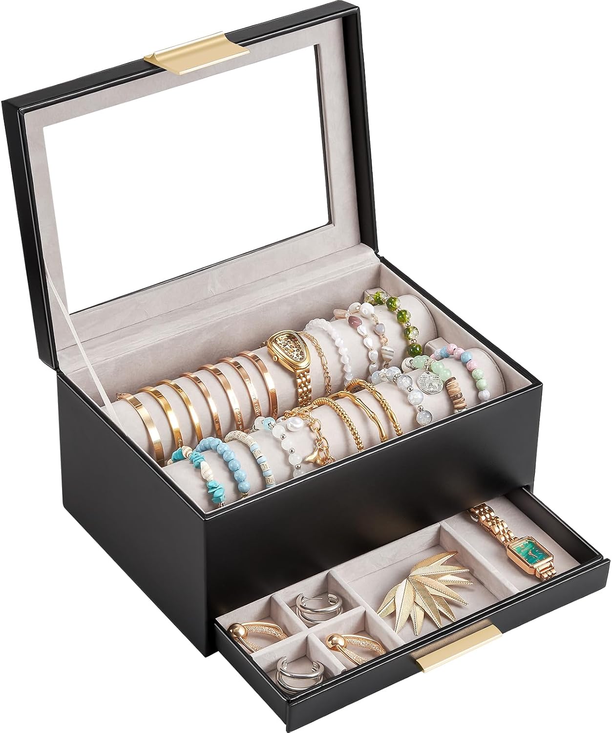 Caja joyas con cajón para brazaletes y pulseras color negro