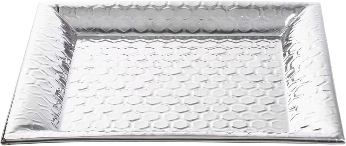 Bandeja cuadrada acero inox patrón panal 14x14pulg