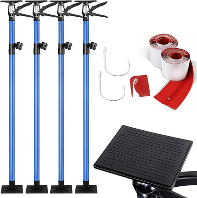 Postes barrera polvo 10ft pack 4 cremalleras resistentes