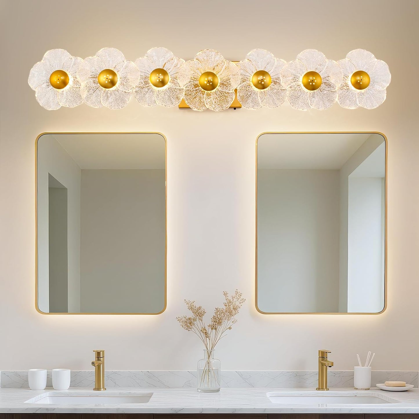 Lámpara baño ajustable 3000K-6000K vidrio floral