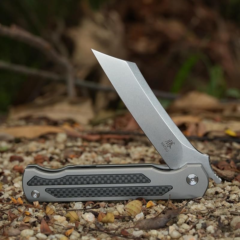 Cuchillo plegable acero S35VN fibra carbono bloqueo estilo