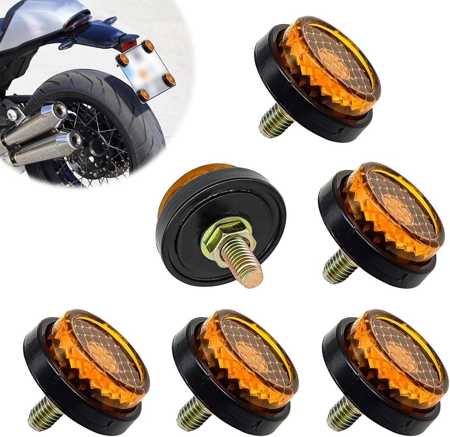 6 Pzas Reflectores Redondos M5 para Moto y Bici Amarillo