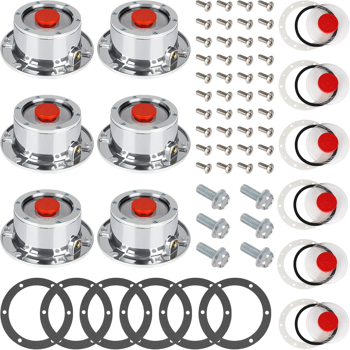 6 Tapas cubo remolque 343-4009 aluminio con kit tapones goma