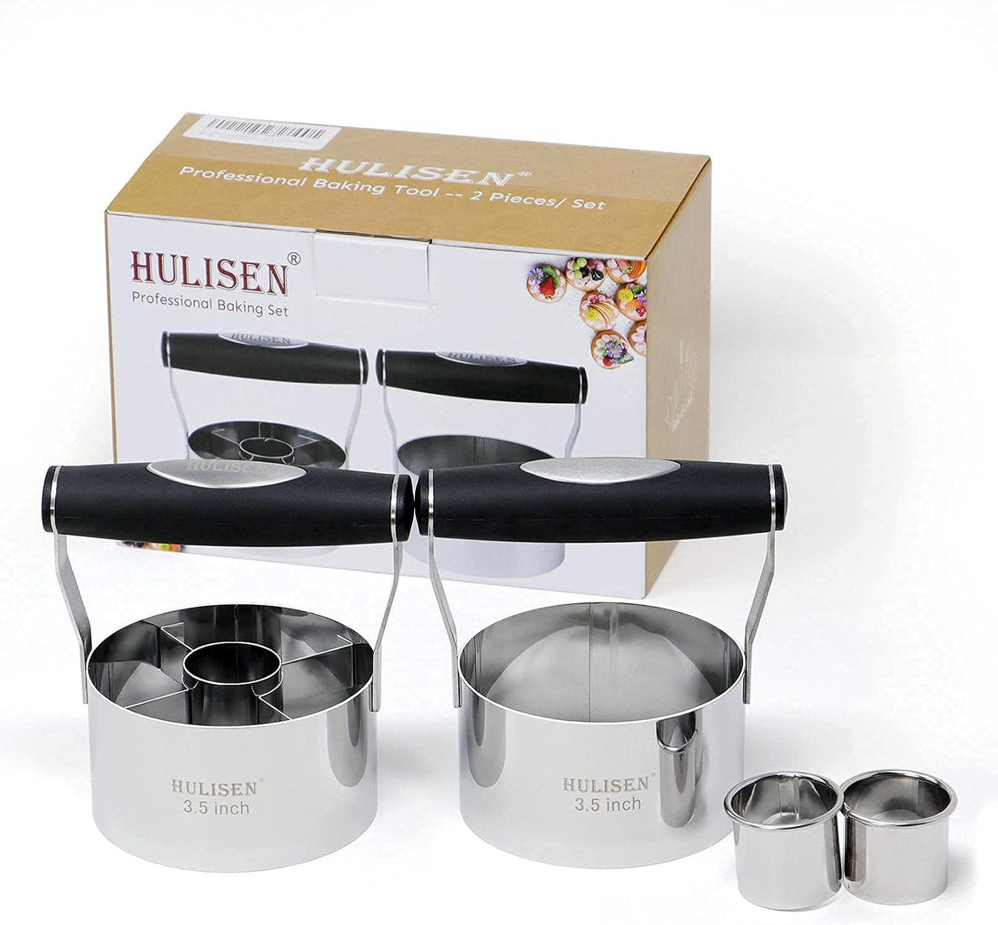 Cortador donas y galletas 3.5pulg set 2 con mango suave acero