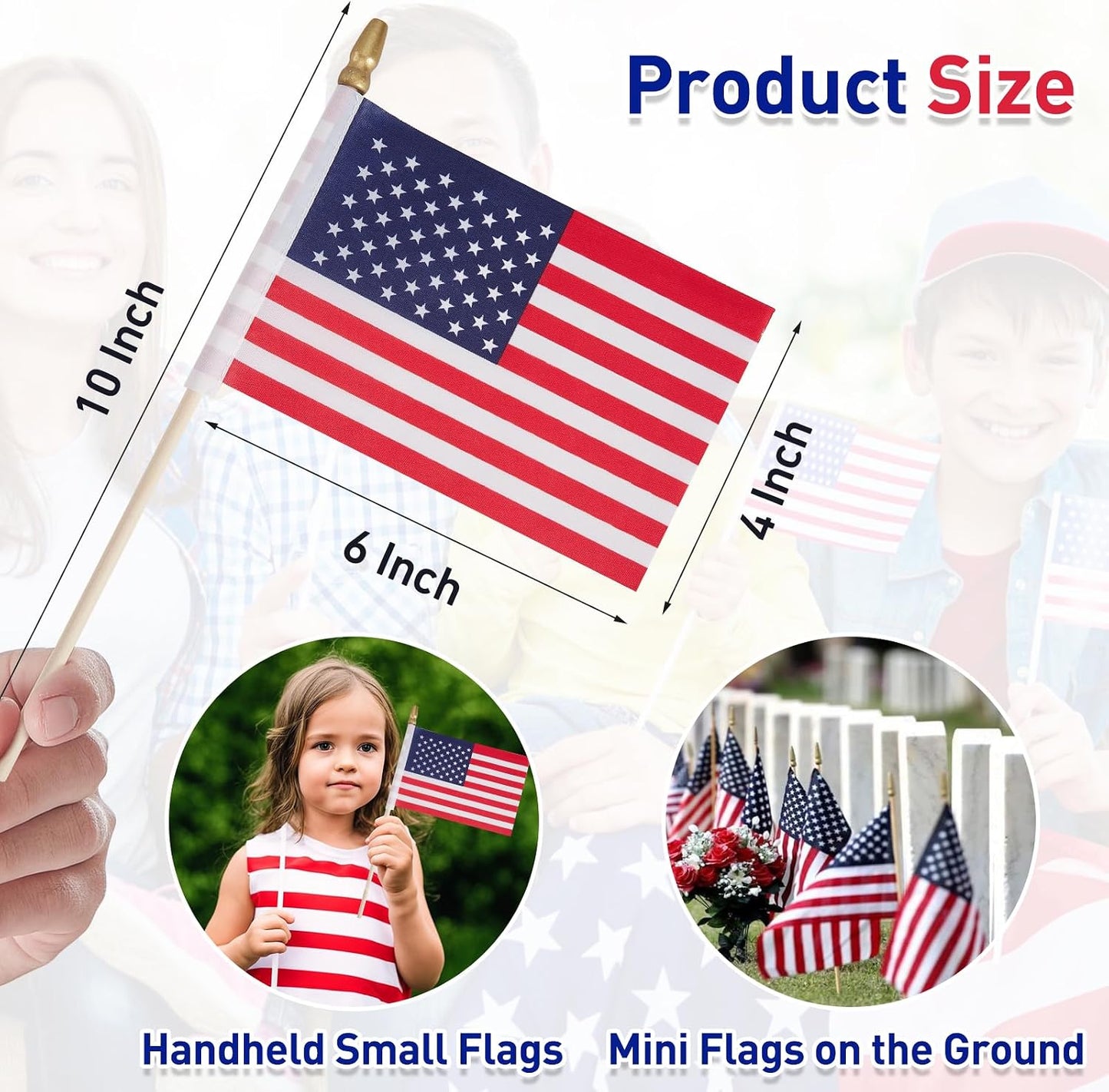 Banderas americanas en palo pack 25